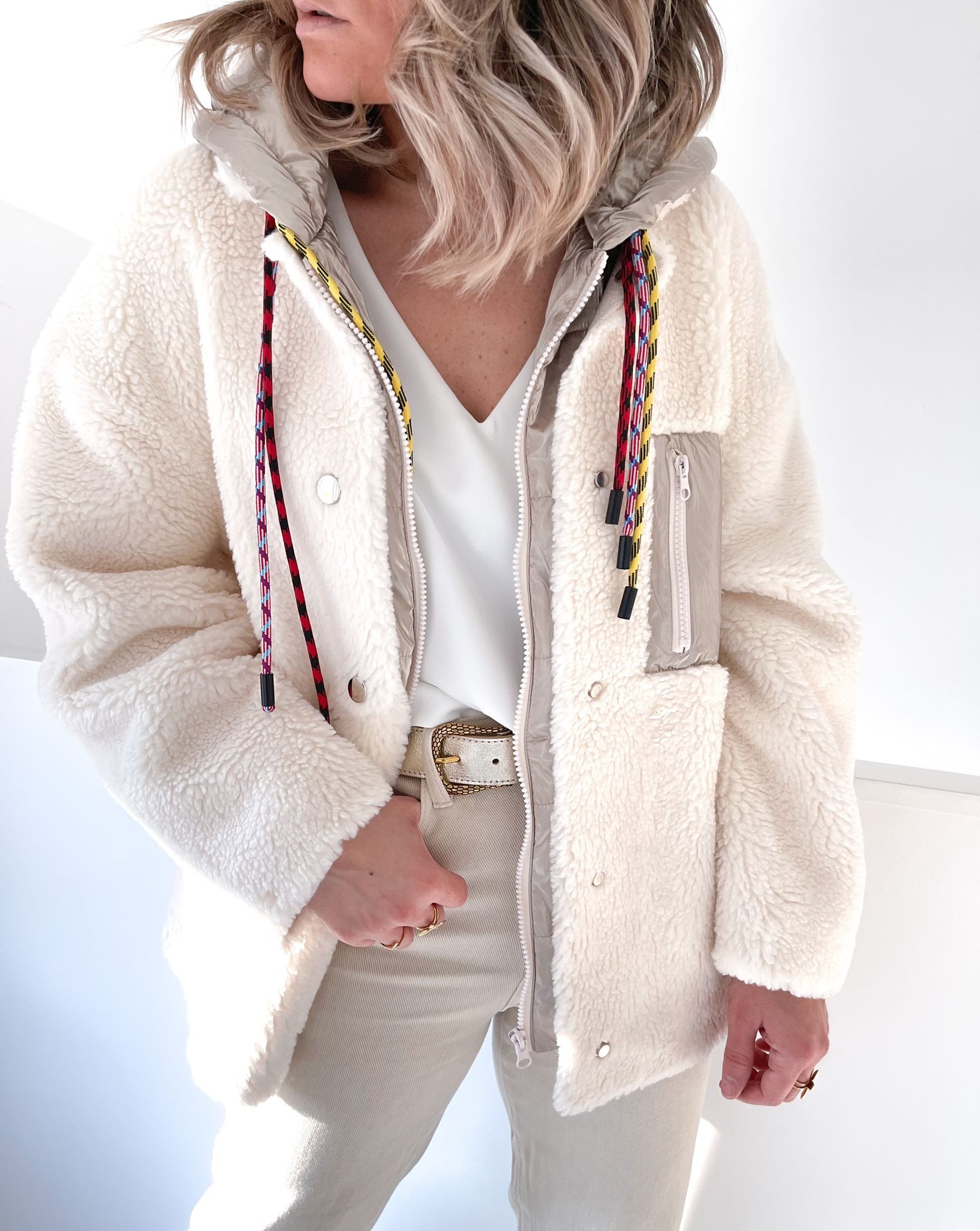 Veste oversized - Polaire et details dorés