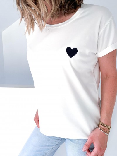 T-Shirt Coeur - Marineblau