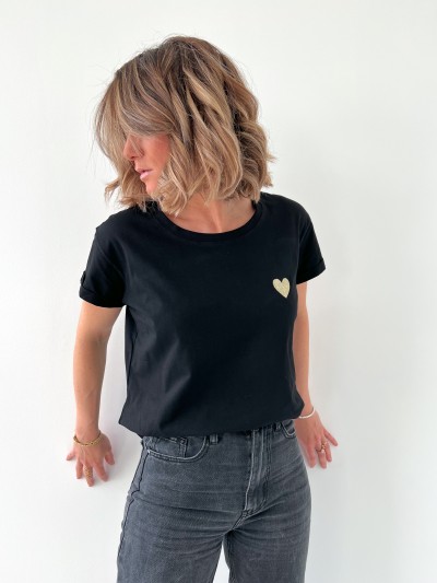 T-shirt Coeur - Zwart