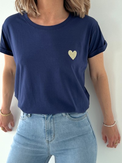 T-shirt  Coeur - Bleu jeans...