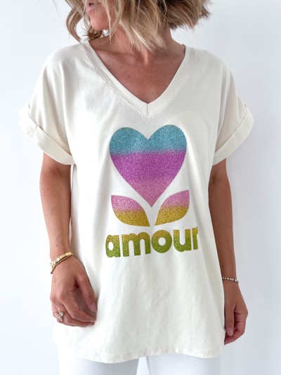 T-shirt beige Amour