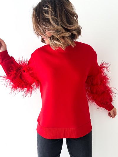 Pull plume - Rouge