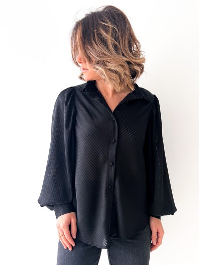 chemise voile uni - Schwarz