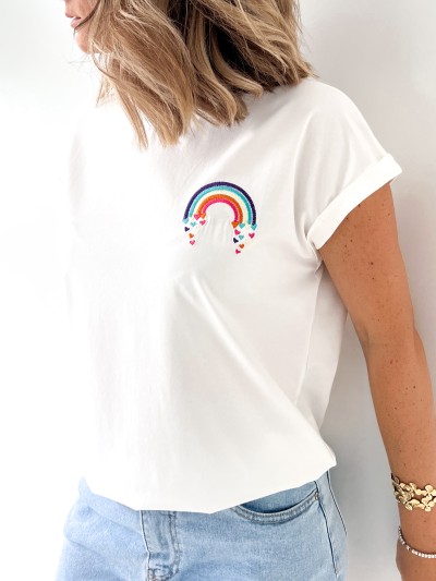 T-Shirt Arc-en-ciel - Blanc