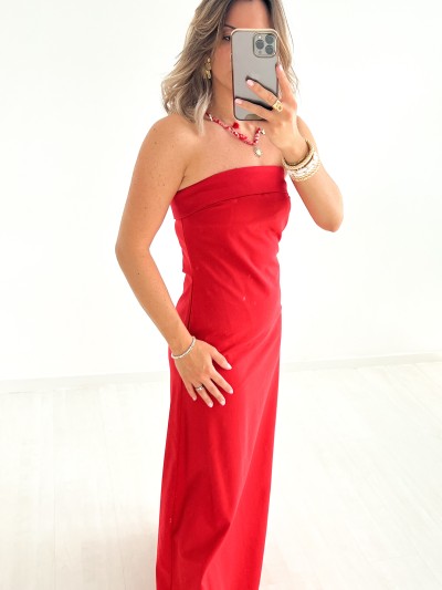 Robe bustier Coton - Rouge