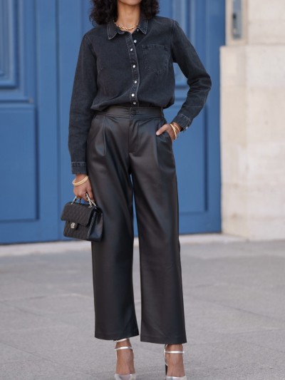 Pantalon simili cuir - Noir