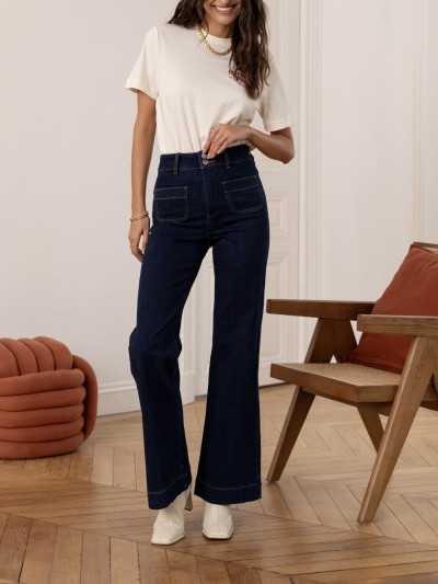 JEANS ELENA Flare - Bleu...