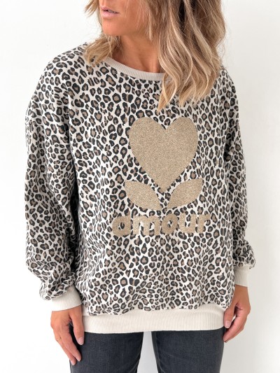 Sweat Amour Leopard - Beige 