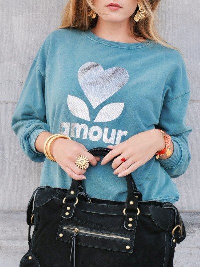 Pull Amour - Turquoise Foncé 