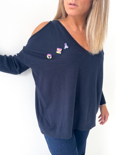 Pull Cosy Cut - Bleu Marine