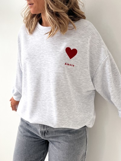 Sweat Amore - Gris clair 