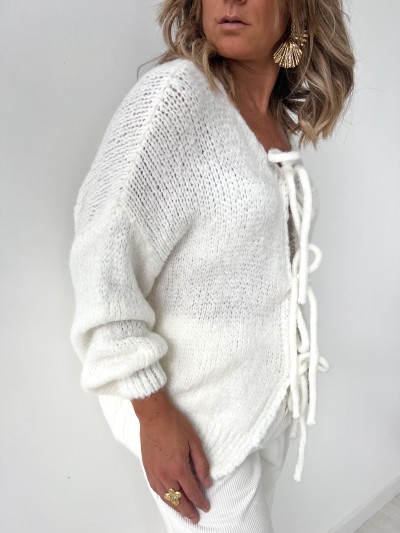 Cardigan Noeuds - Blanc Cassé