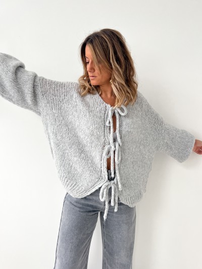 Cardigan Noeuds - Gris clair 