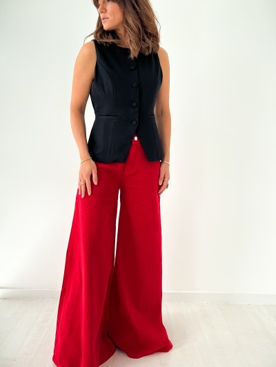 Pantalon Large rouge en...