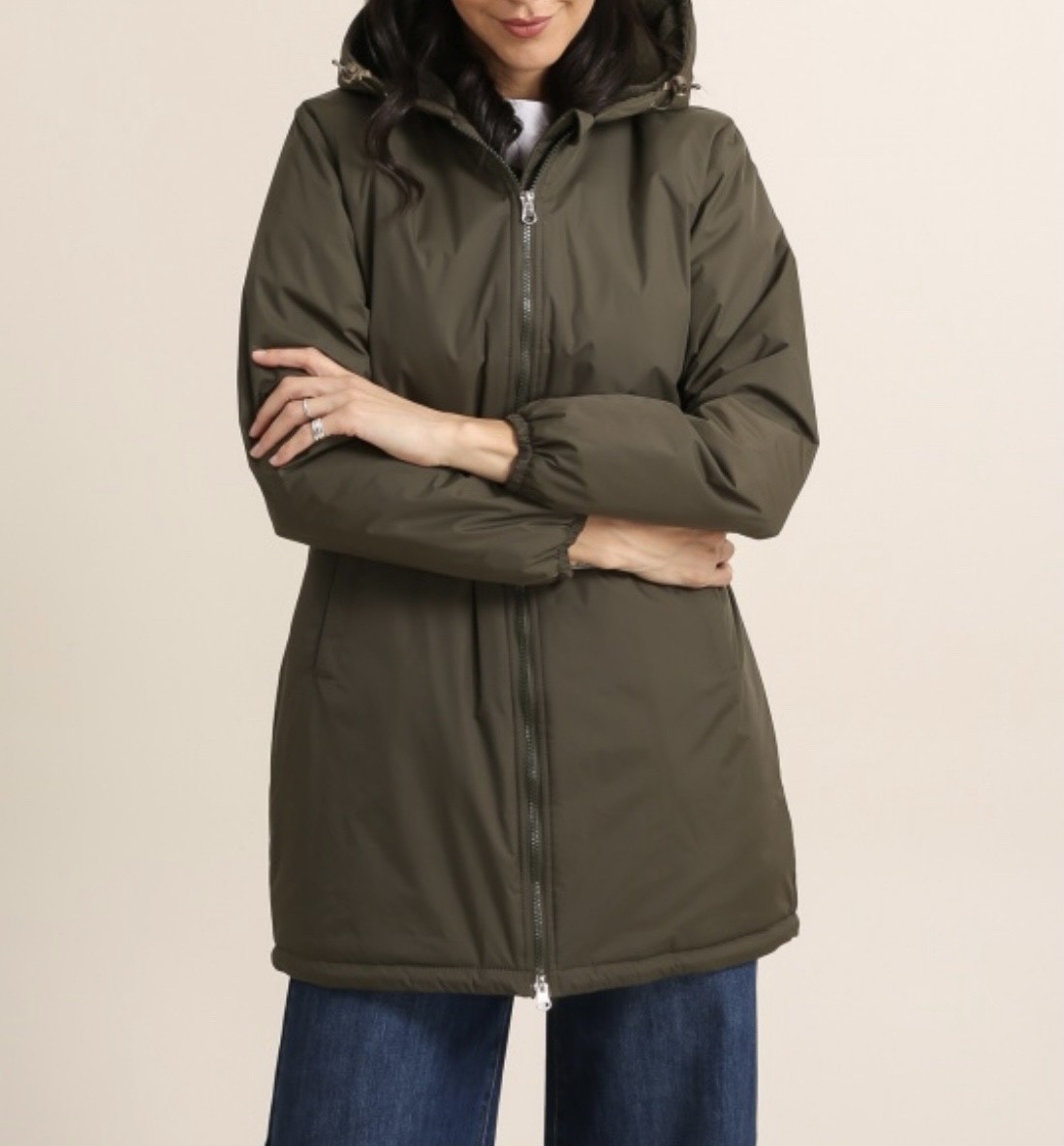 Veste de pluie longue fourrée - Tirette uni ( imperméable )