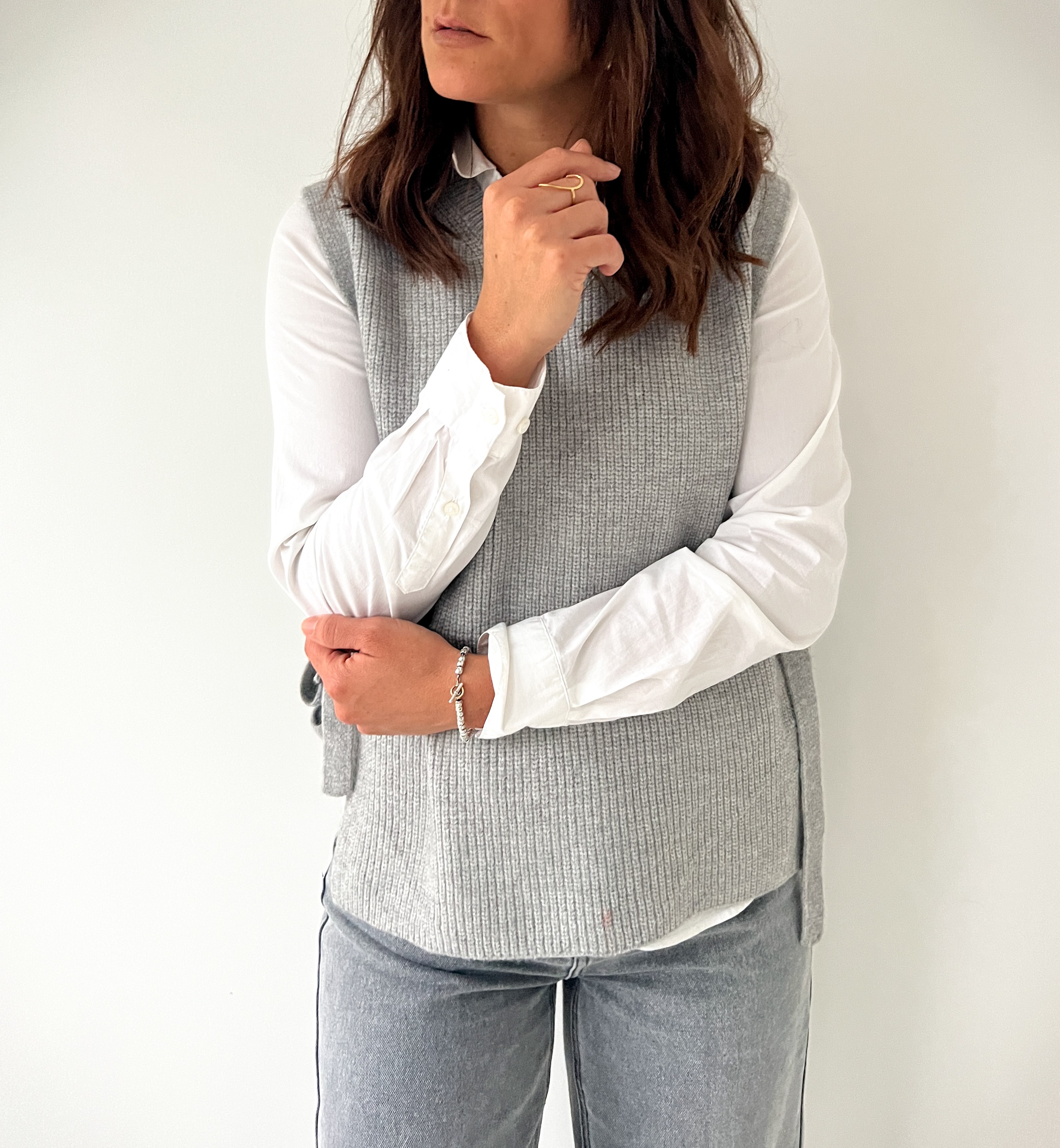 Pull sans manche Gris noeud sur le coté