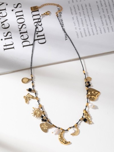 Collier en Acier Lune -...