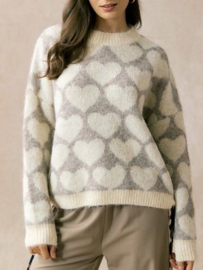 Pull coeur - Tout Doux - Taupe