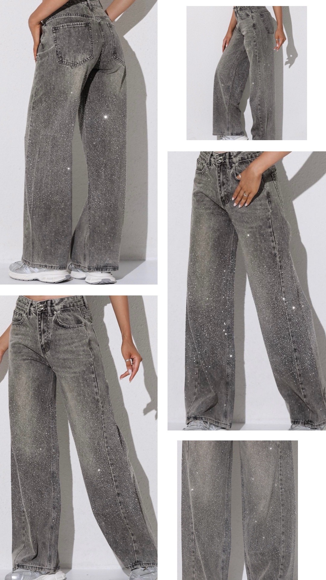 Jeans Anais Gris foncé Strass et Brillant