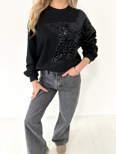 Pull étoile sequin - Noir