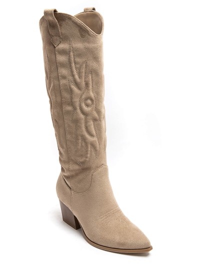 Bottes Western Femme Beige...