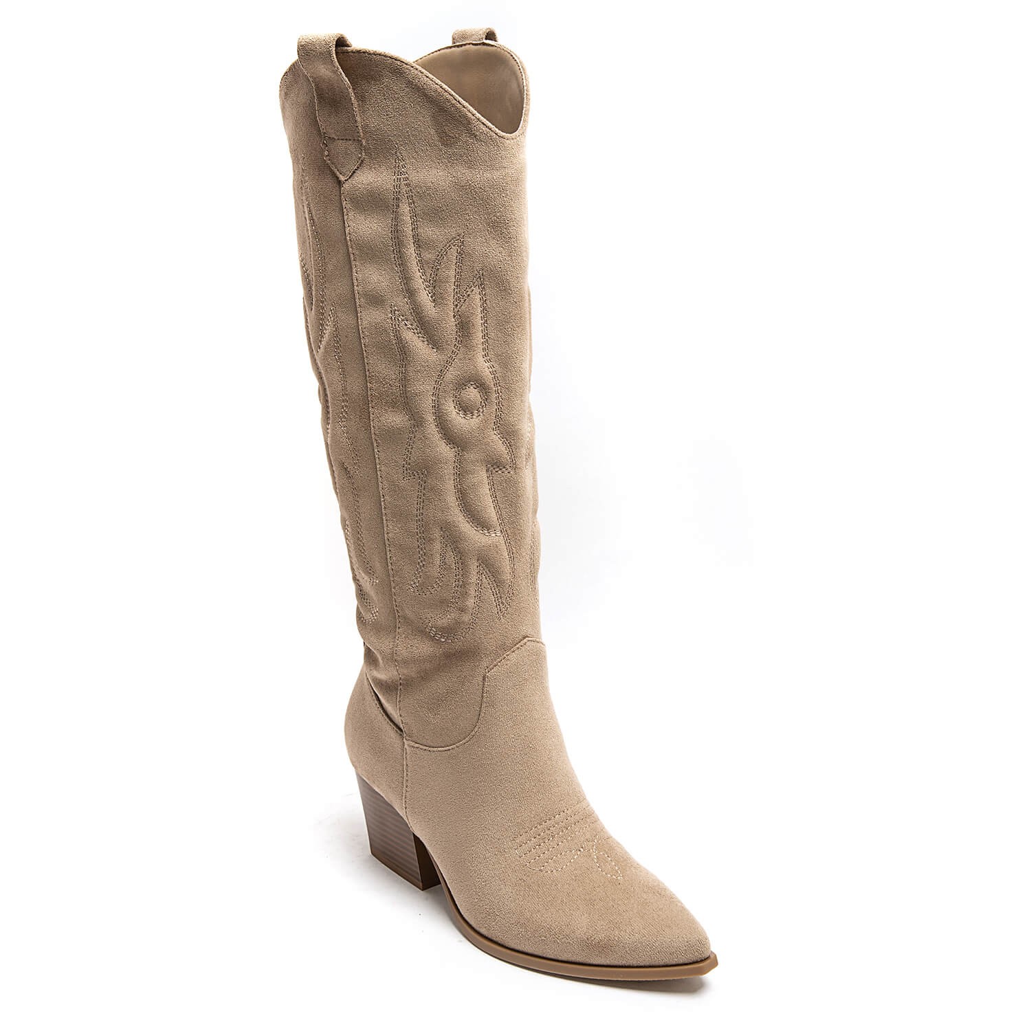 Bottes Western Femme Beige - Talon Carré et Broderies Élégantes