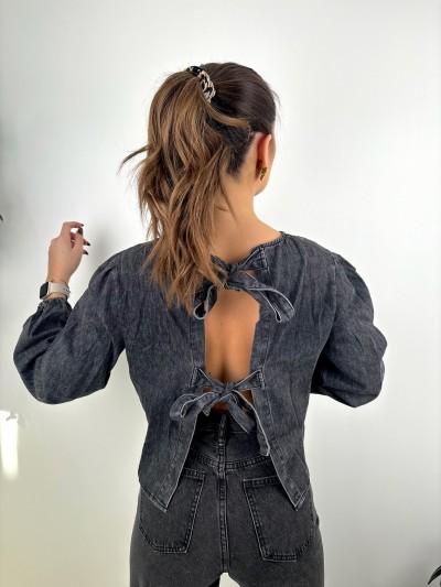 Blouse en Denim avec Noeuds...