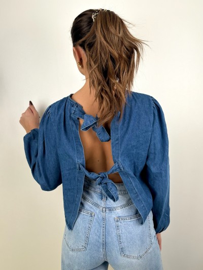 Blouse en Denim avec Noeuds...