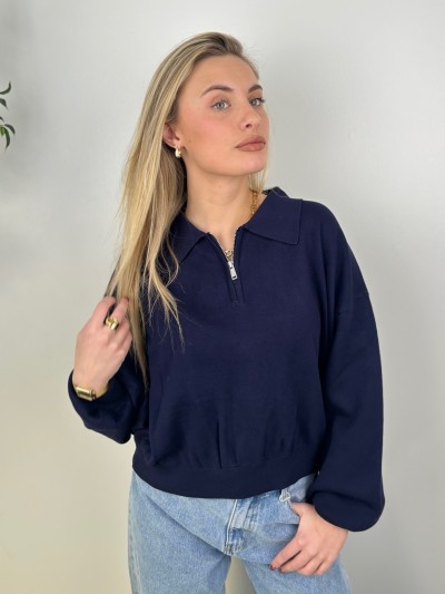 Pull polo chic - Marineblau