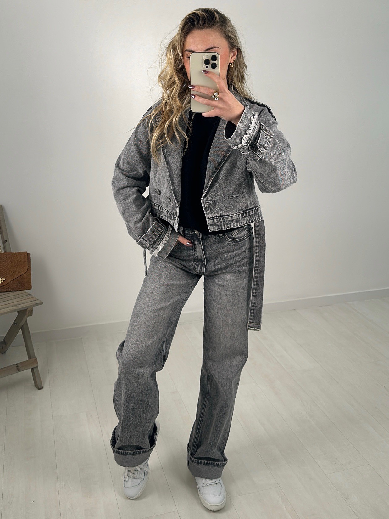 Jean large gris