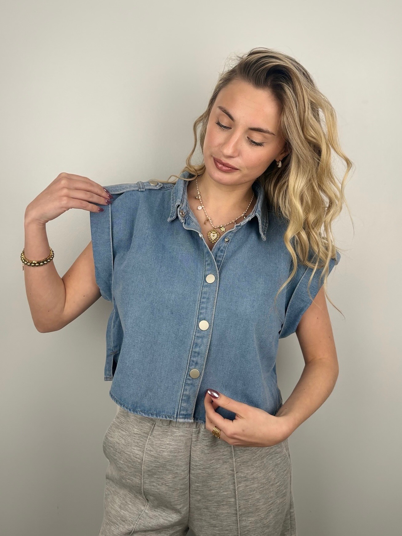 Chemise sans manches en jean Carine