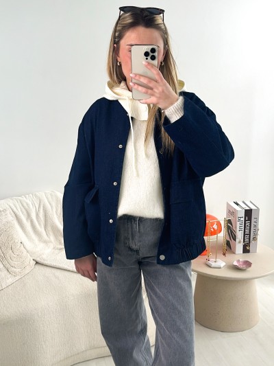 Bomber en denim structuré