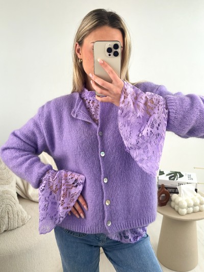 Blouse dentelle - lilas